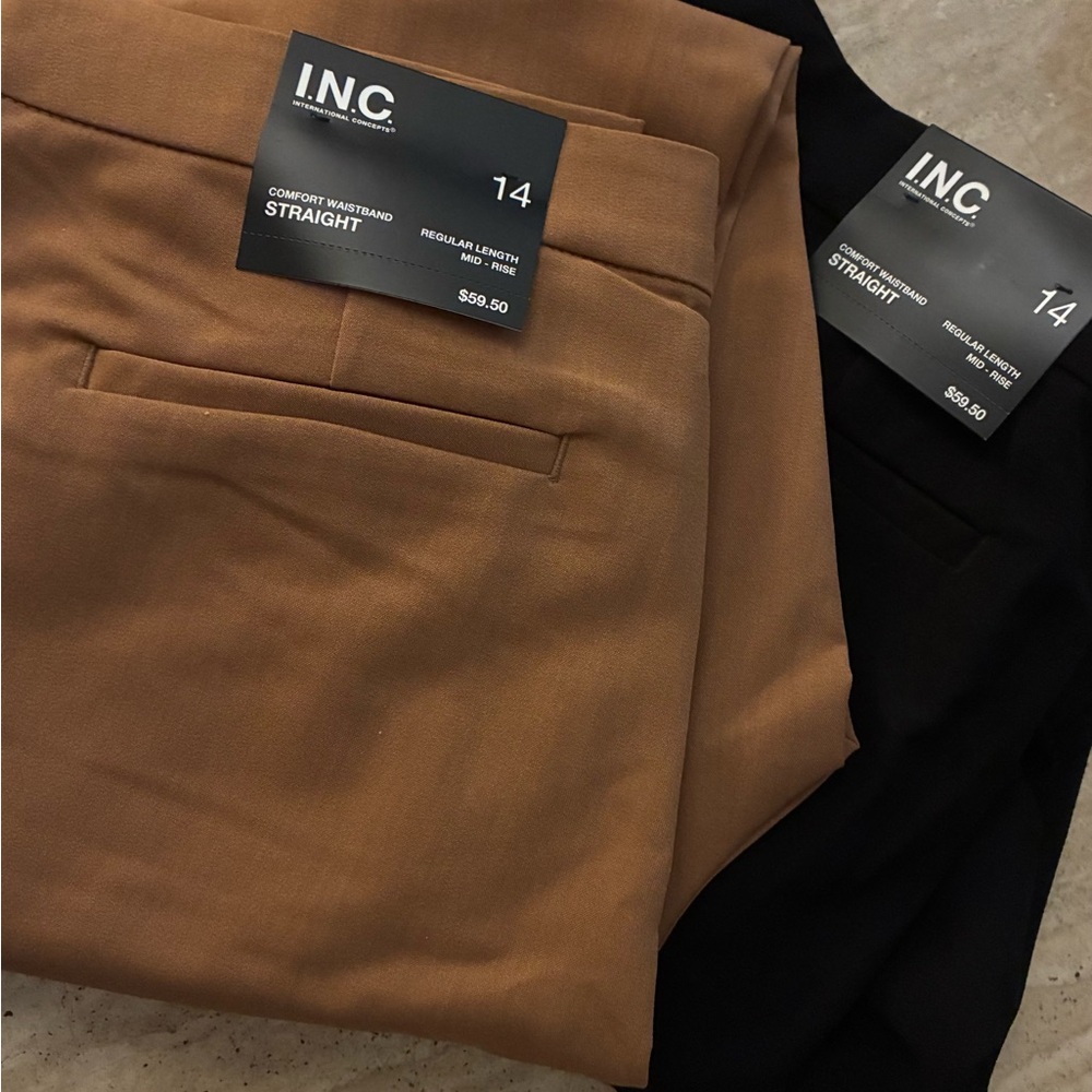 INC International Concepts Straight Leg Pants in Black and Tan